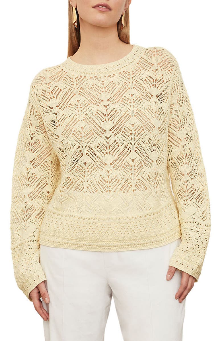 Vince Lace Patchwork Cotton Pullover, Main, color, 