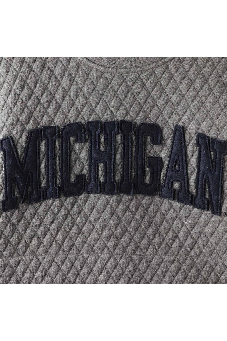 Women's Pressbox Heather Charcoal Michigan Wolverines Moose Quilted Pullover Sweatshirt, Alternate, color, Heather Gray