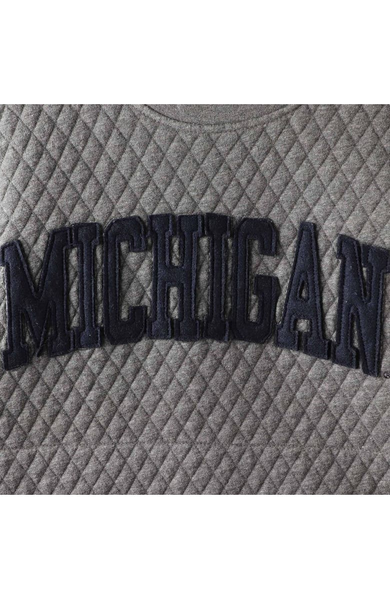 PRESSBOX Women's Pressbox Heather Charcoal Michigan Wolverines Moose Quilted Pullover Sweatshirt, Alternate, color, Heather Gray