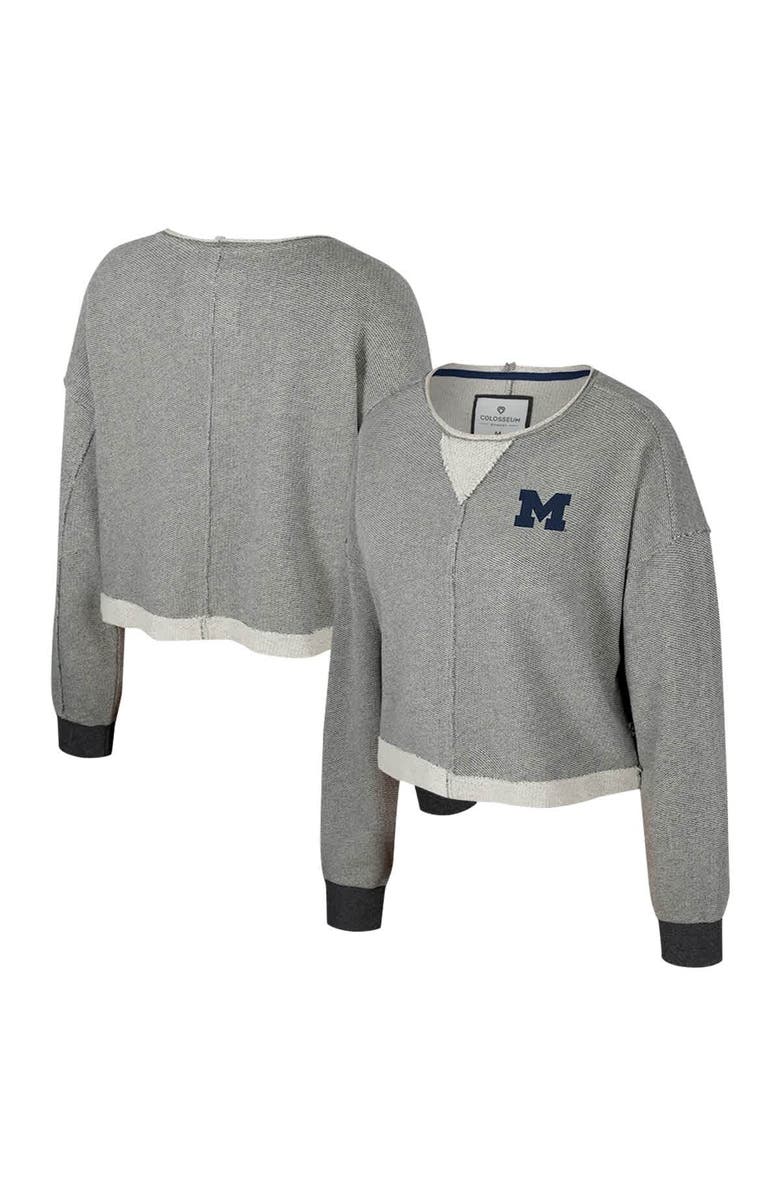 COLOSSEUM Women's Colosseum Charcoal Michigan Wolverines Magnum Scoop Neck Cropped Pullover Sweatshirt, Main, color, Charcoal