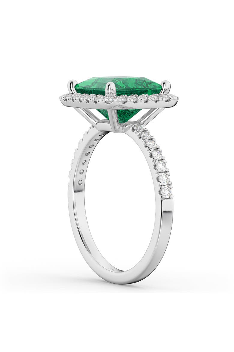 Princess Halo Emerald & Diamond Engagement Ring 14K Gold, Alternate, color, 3.57ct/White Gold