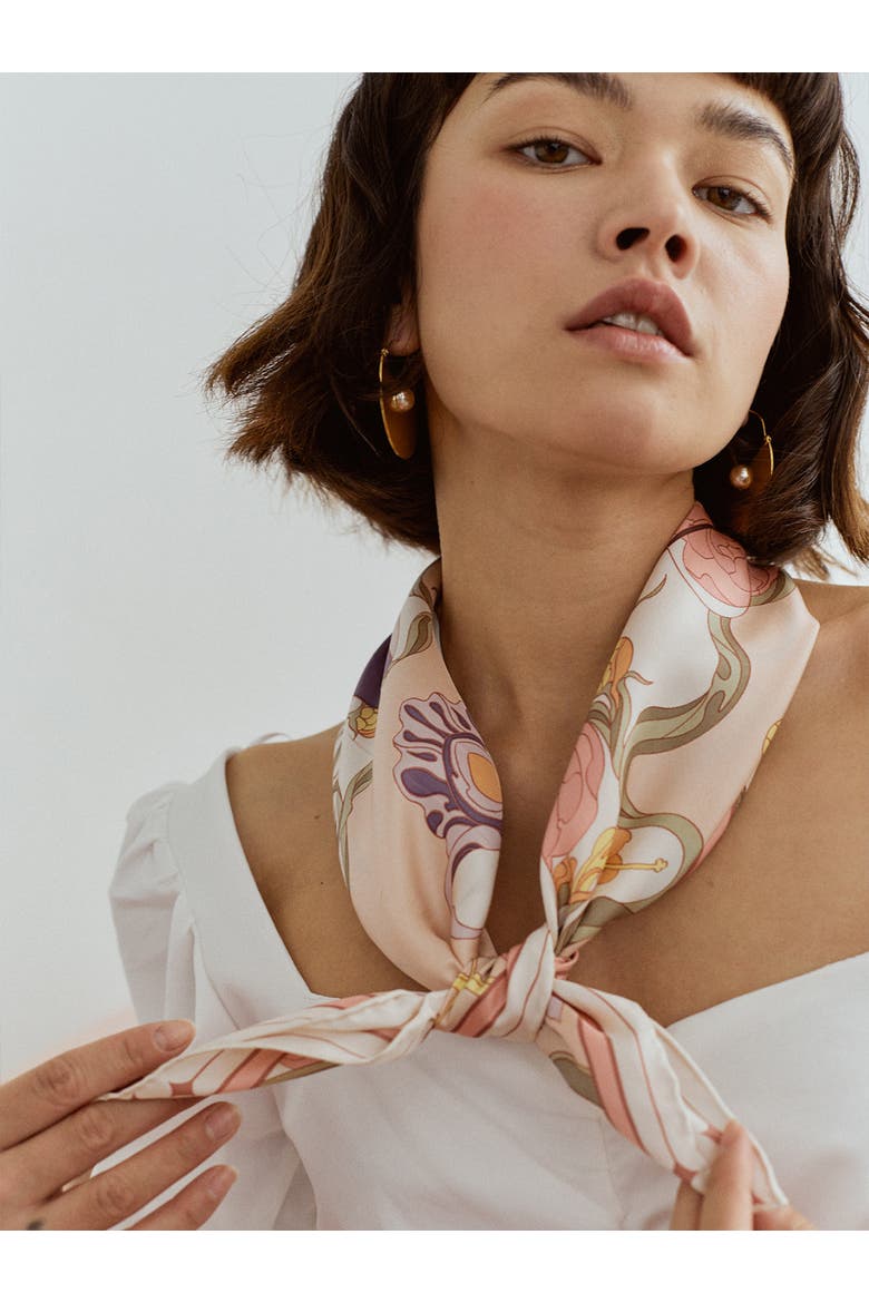 The Dreamer Bandana Silk Scarf, Alternate, color, Pink