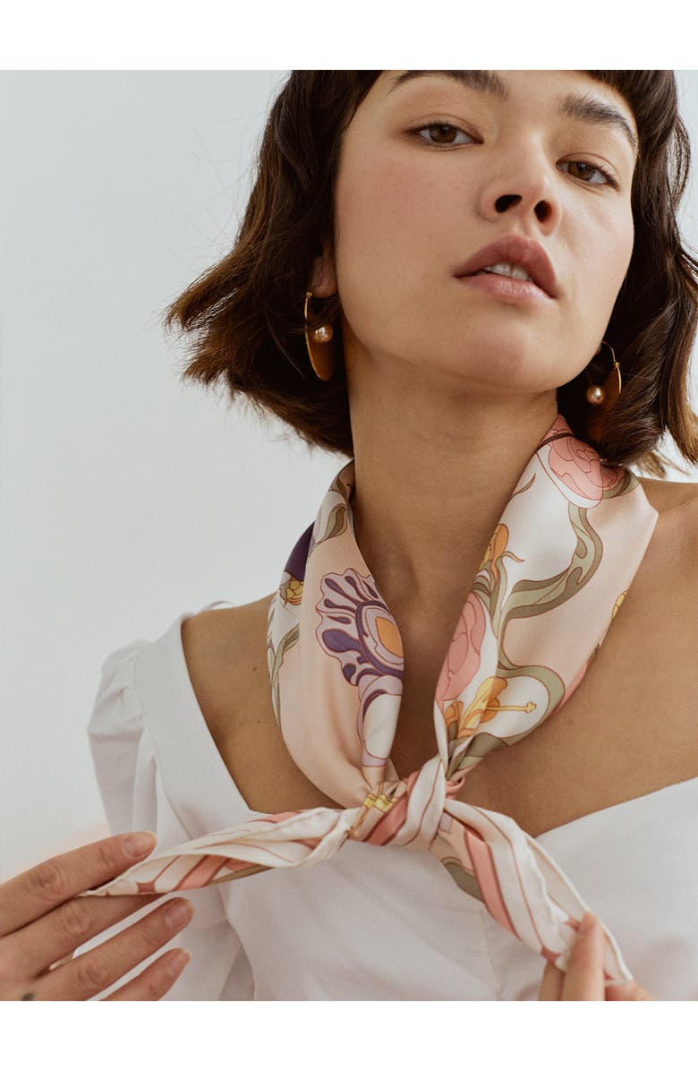 Lost Pattern The Dreamer Bandana Silk Scarf, Alternate, color, Pink