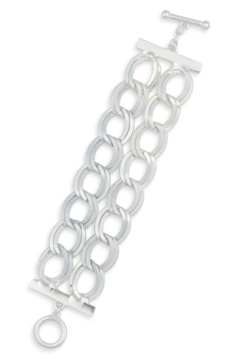 Double Chain Toggle Bracelet, Main, color, SILVER