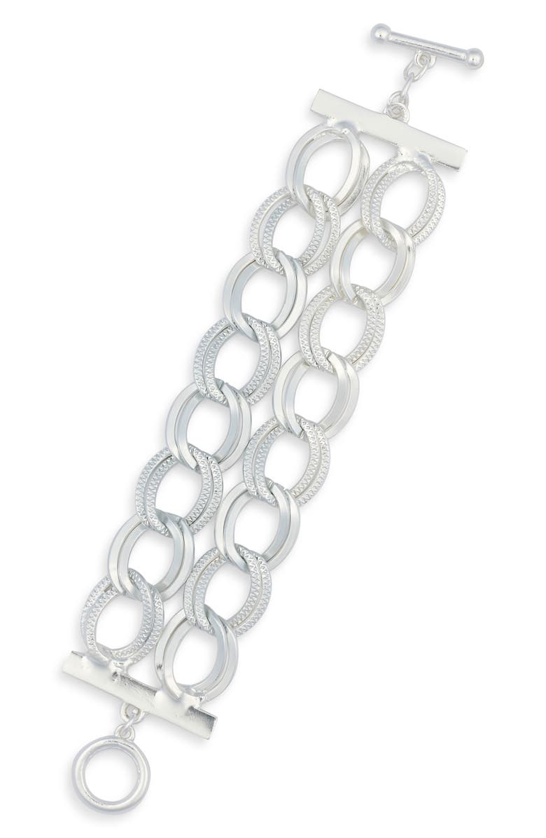 Karine Sultan Double Chain Toggle Bracelet, Main, color, Silver