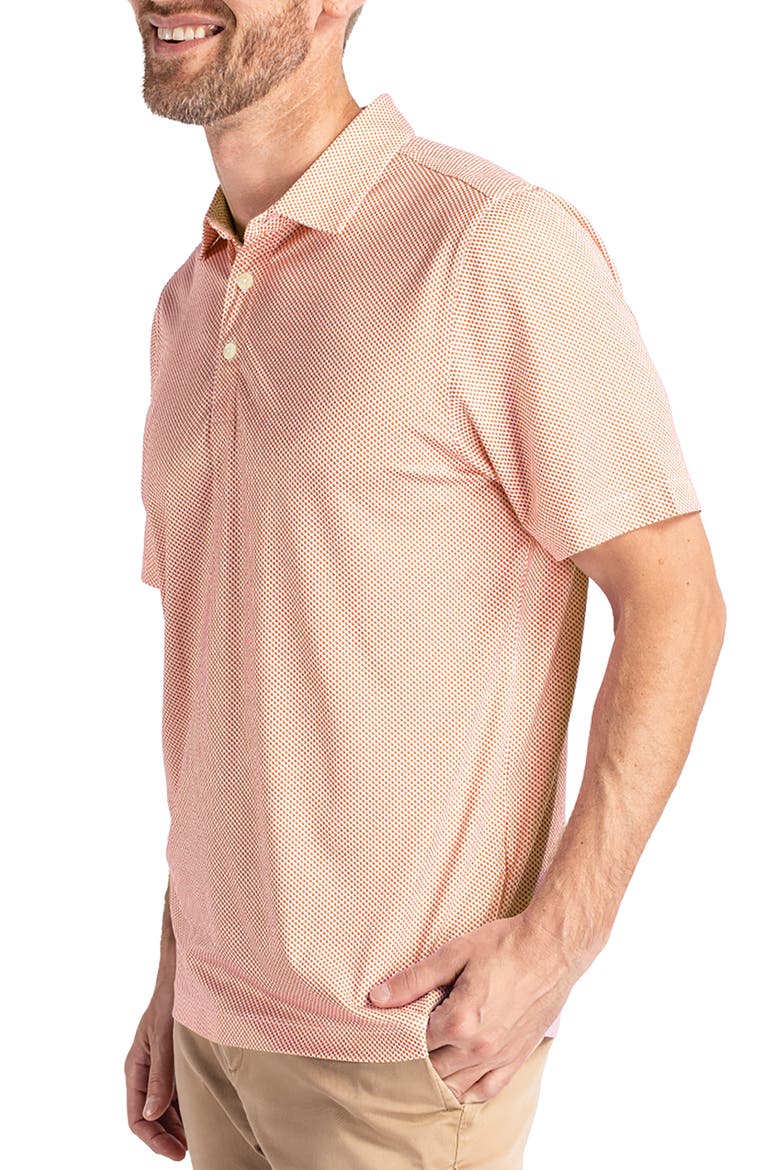 Pike Symmetry Print Recycled Blend Polo, Alternate, color, WHITE/ COLLEGE ORANGE
