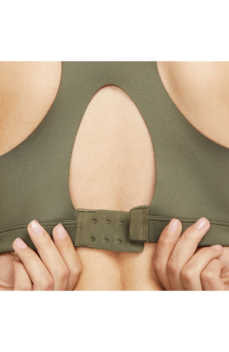 Nike Dri-FIT Alpha Padded Zip Front Sports Bra, Alternate, color, Med Olive/ Treeline/ Black