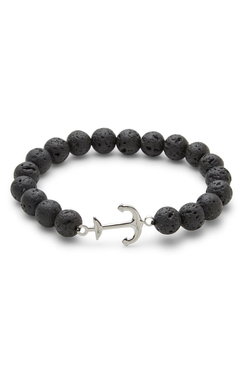 Brook and York Men's Anchor Lava Rock Beaded Bracelet, Main, color,