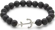 Brook and York Men's Anchor Lava Rock Beaded Bracelet