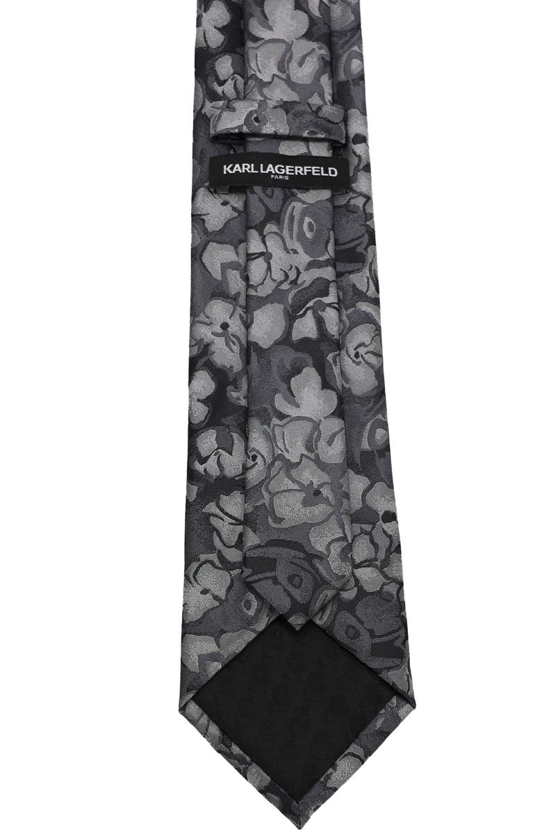 KARL LAGERFELD PARIS Large Floral Print Tie, Alternate, color, Black/ White