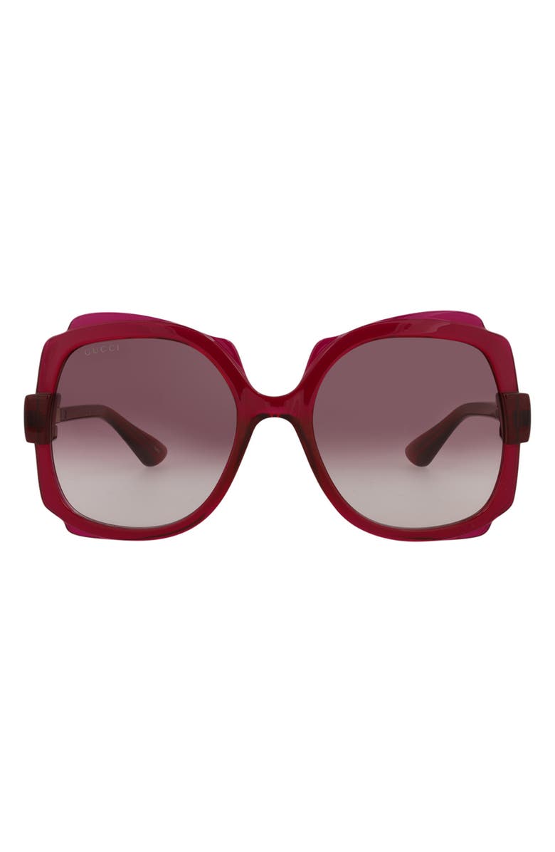 Gucci 57mm Oval Fashion Sunglasses, Main, color, Violet Violet Violet