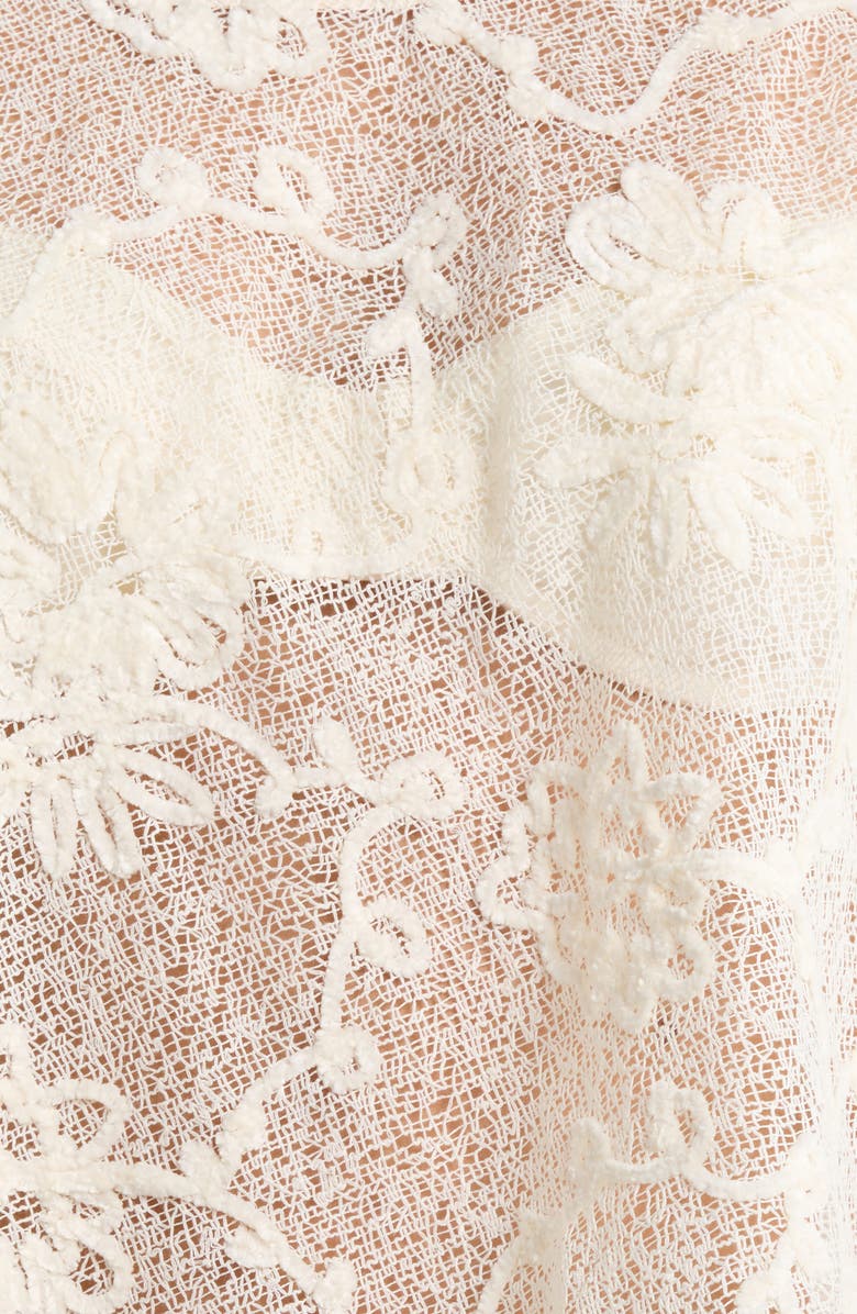 PacSun India Floral Openwork Poncho, Alternate, color, Ivory