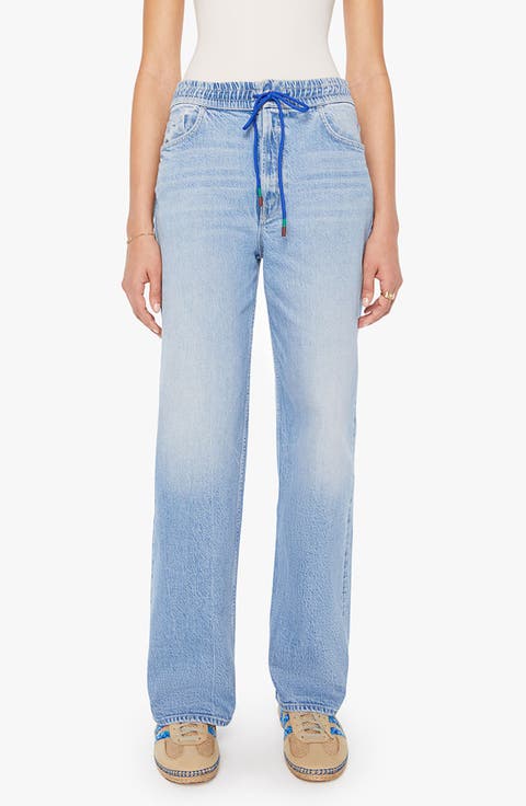 デニム・ジーパン MOTHER Cotton blend jeans with back logo label Blu Mother - The Rambler Zip Sneak Denim Jean | Mitchell Stores