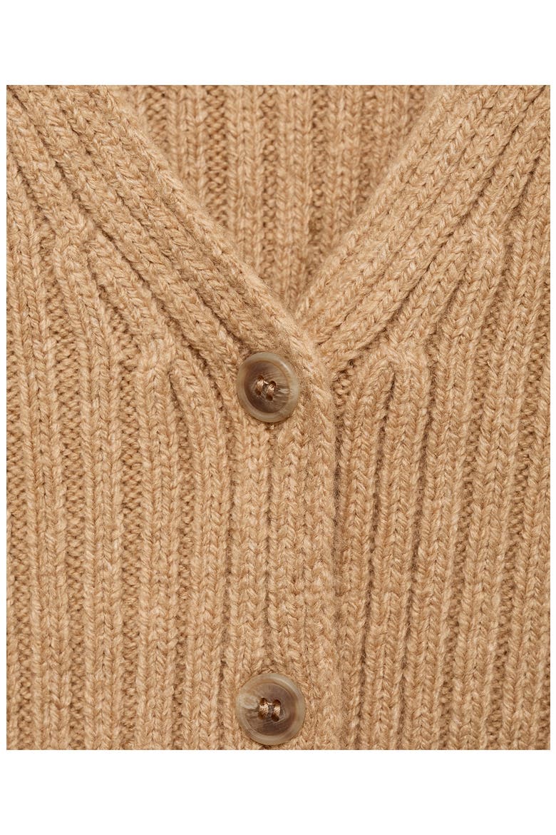 V-Neck Rib Cardigan, Alternate, color, MEDIUM BROWN
