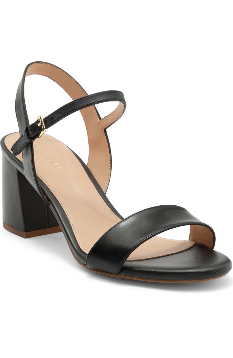 Cole Haan Josie Block Heel Sandal, Main, color, Black Leather / Woven