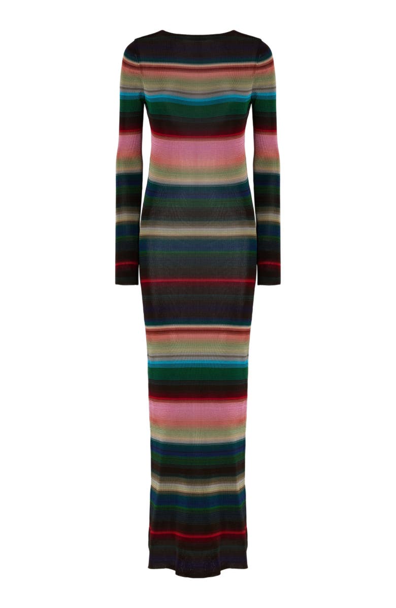 Missoni Long Backless Dress In Striped Knit, Alternate, color, Multicoloured