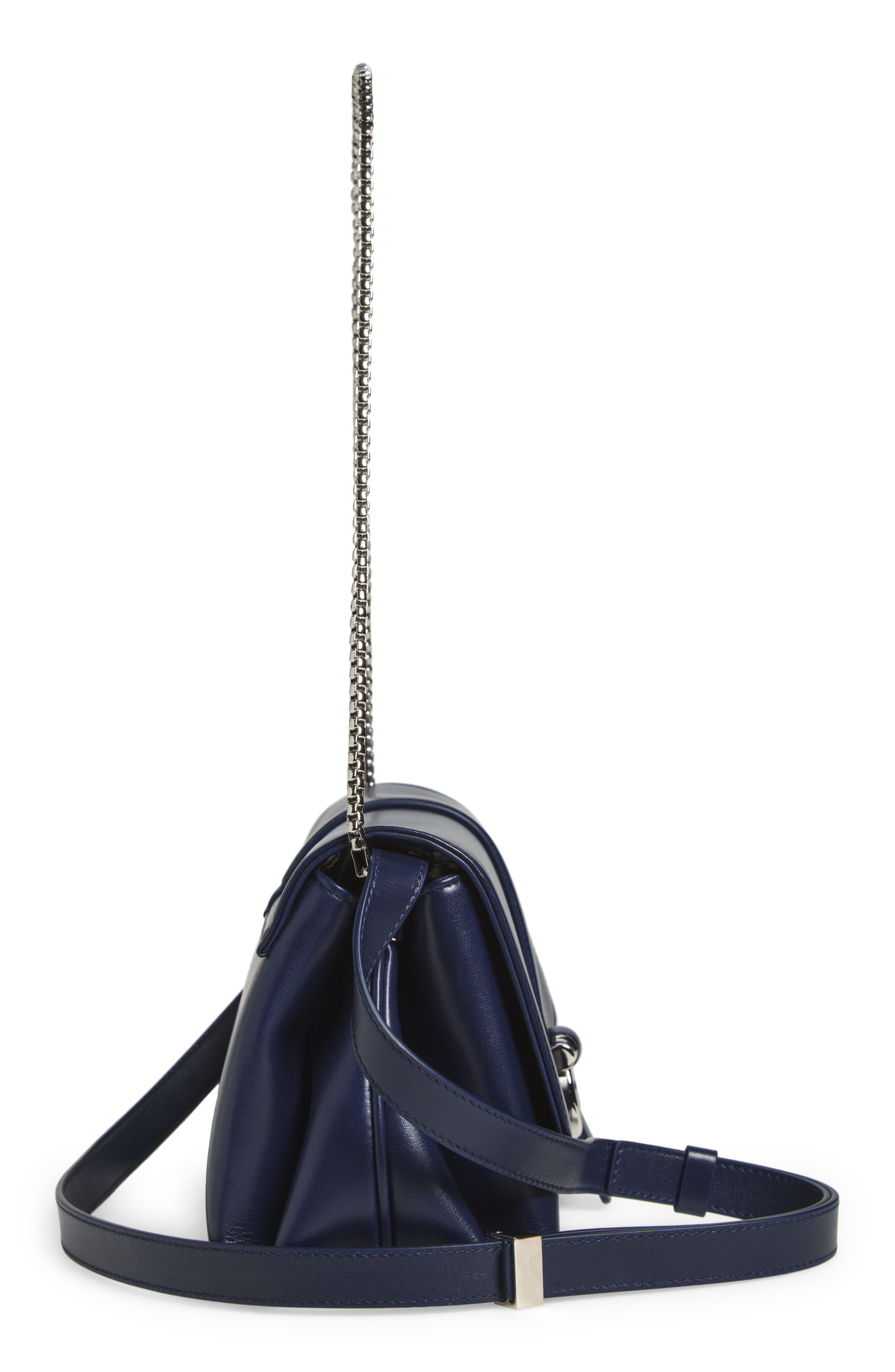 FERRAGAMO Medium Lily Leather Shoulder Bag, Alternate, color, New Navy Dkb