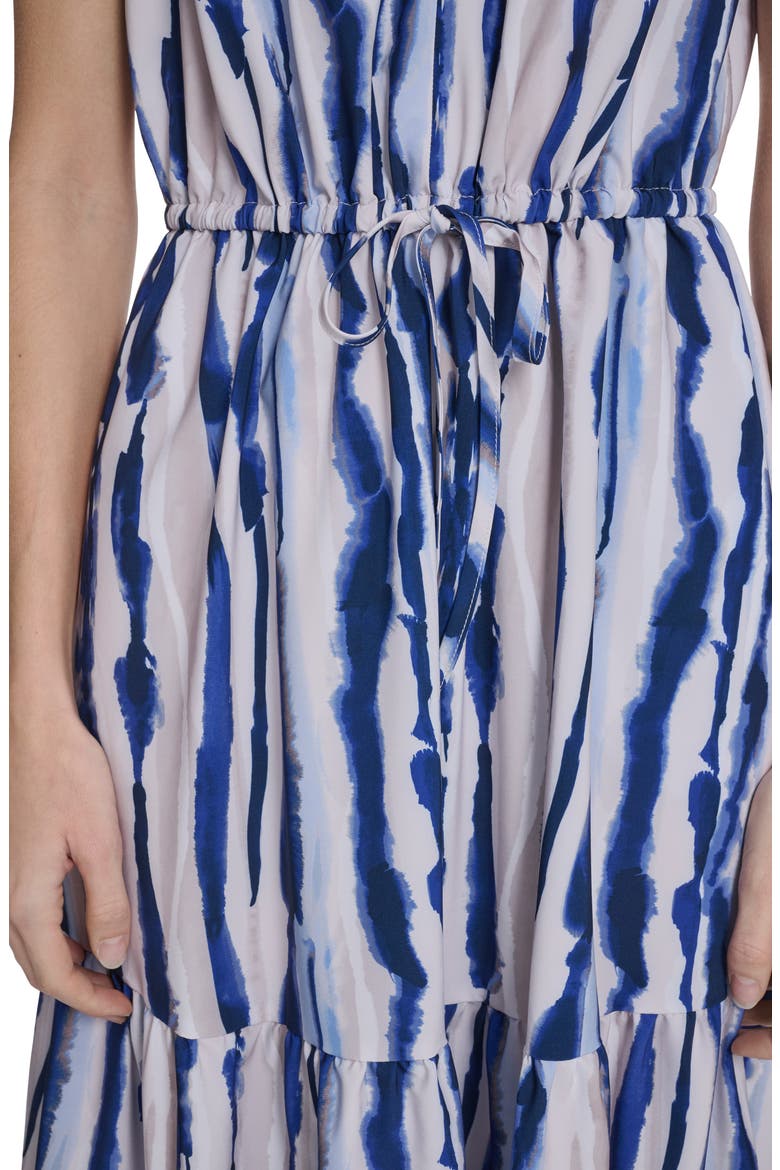 Sleeveless Drawstring Waist Maxi Dress, Alternate, color, INDIGO MULTI