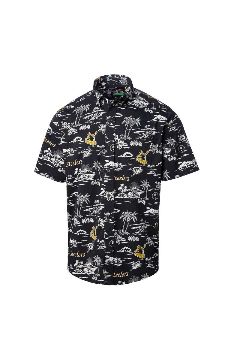 Reyn Spooner Men's Reyn Spooner Black Pittsburgh Steelers Throwback Kekai Print Button-Up Shirt, Alternate, color, Black