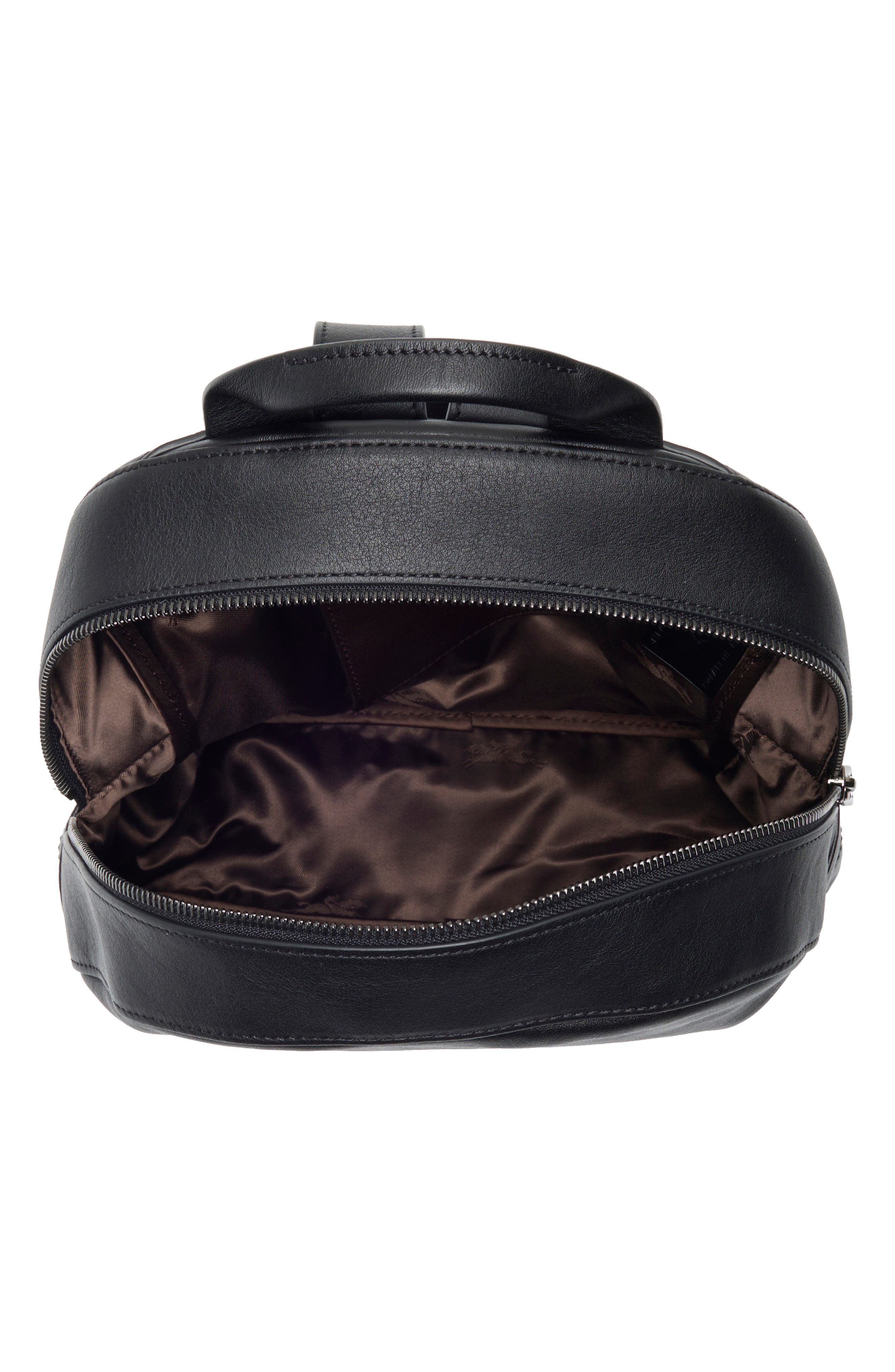 Small 3D Leather Backpack, Alternate, color, BLACK