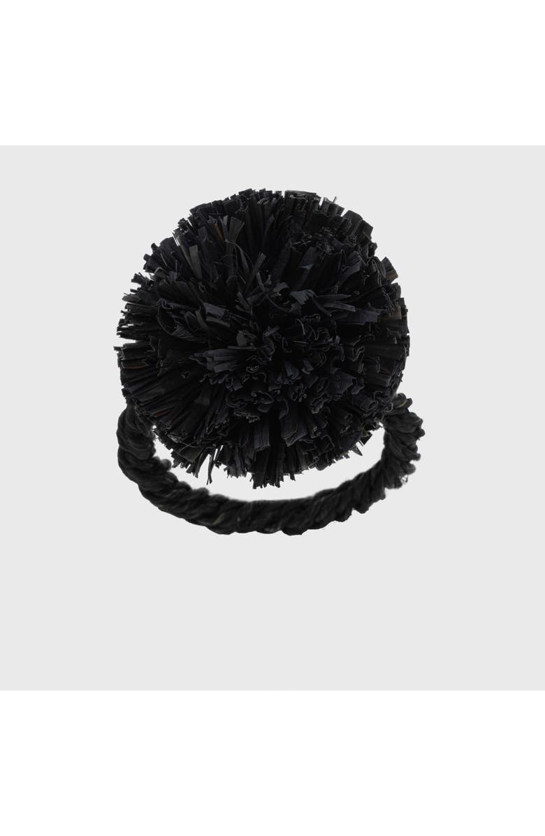 Joanna Buchanan Straw pompom napkin rings, set of four, Main, color, Black