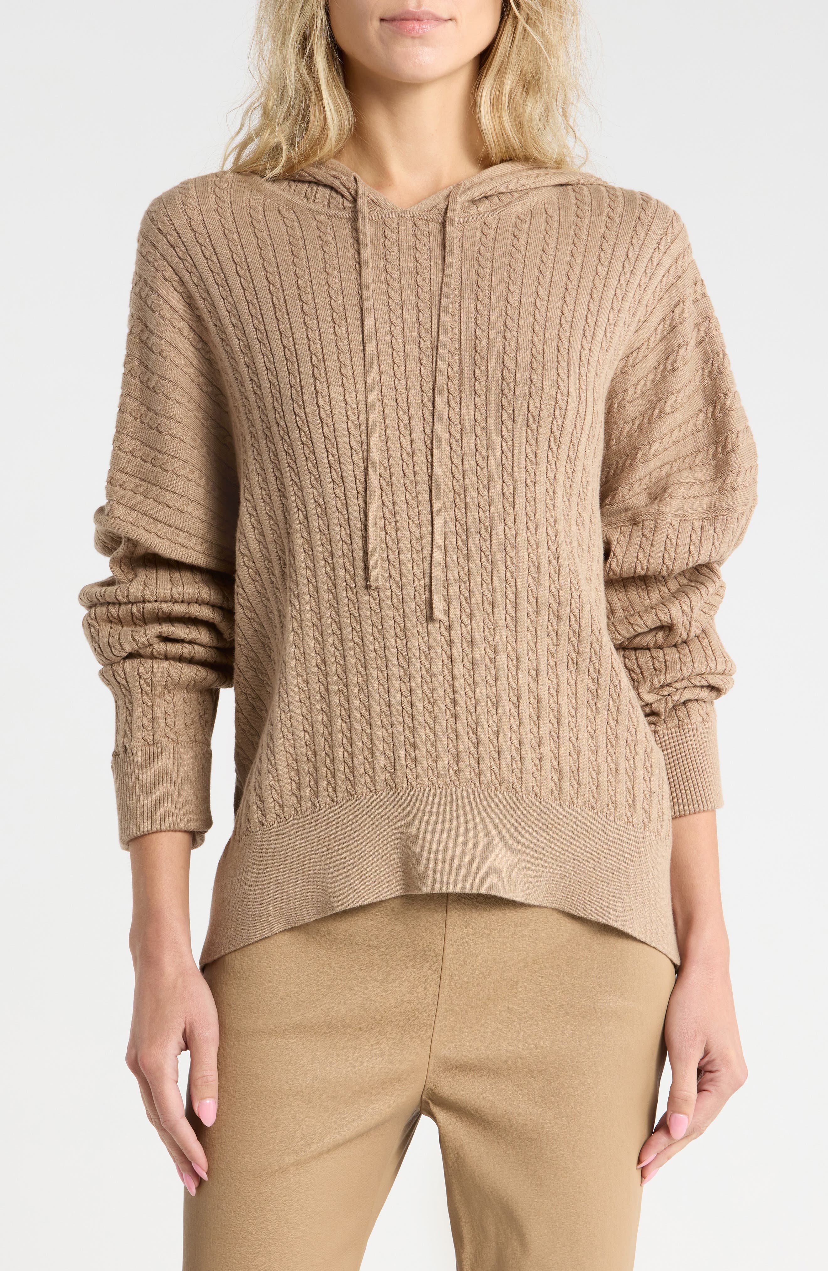 Cable Stitch Cotton & Cashmere Hoodie