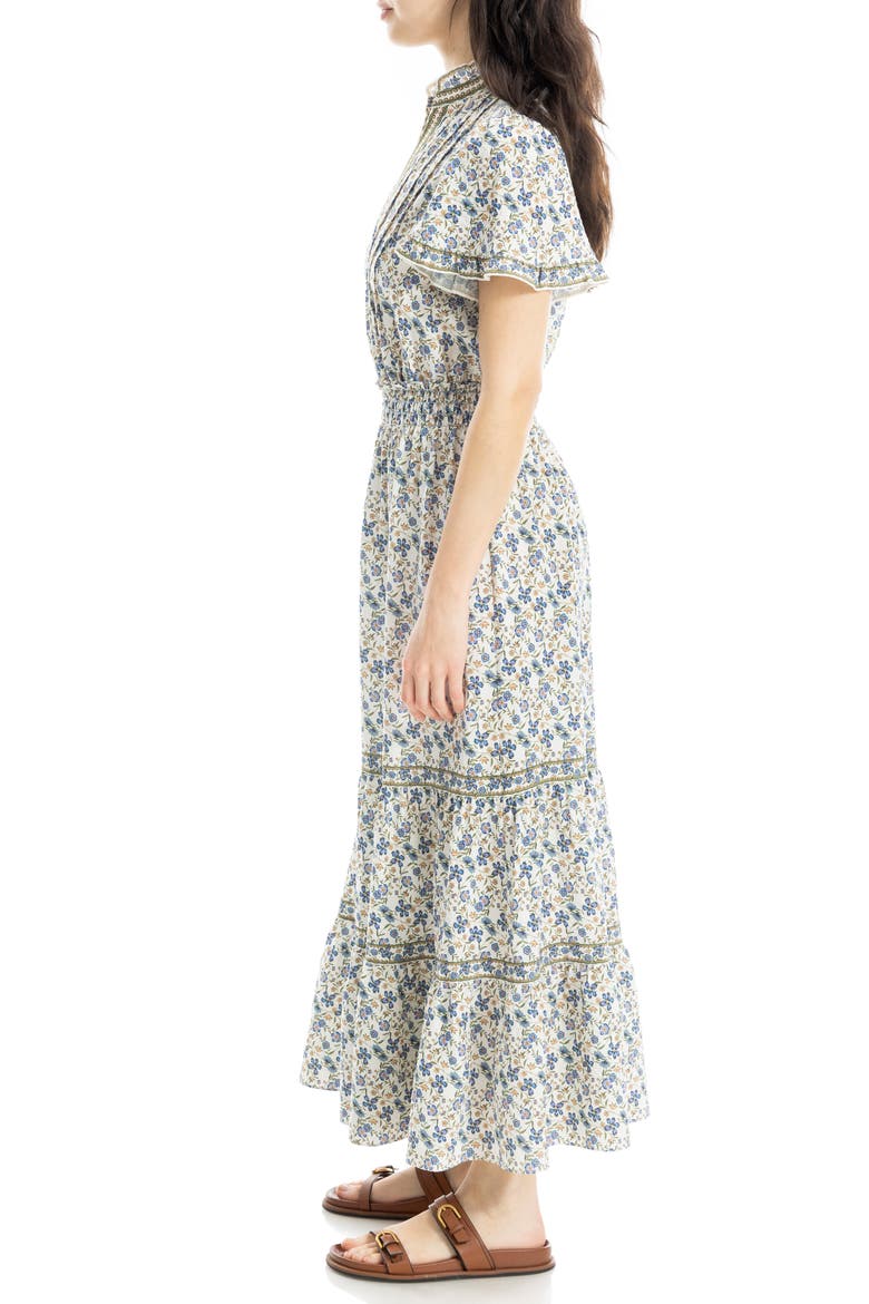 Flutter Sleeve Maxi Dress, Alternate, color, CREAM/ SKY