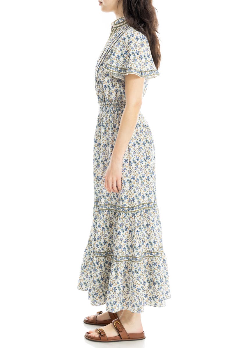 MAX STUDIO Flutter Sleeve Maxi Dress, Alternate, color, Cream/ Sky