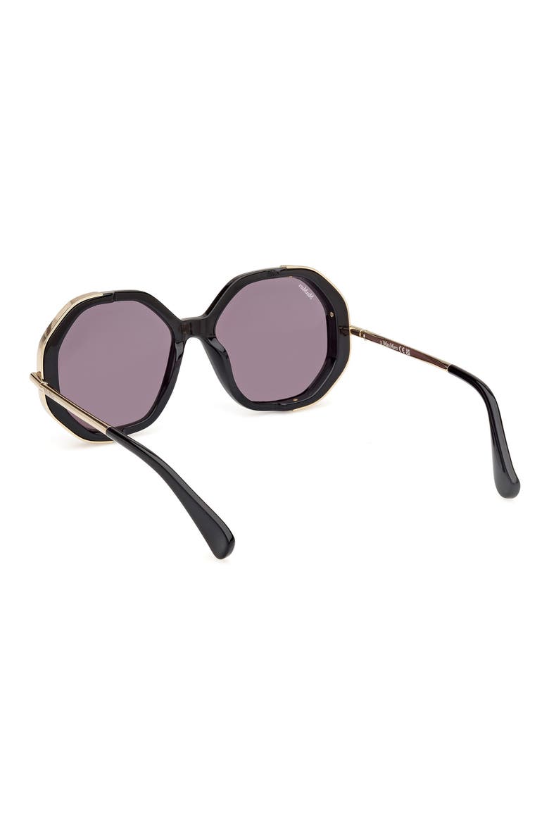 Menton 57mm Round Sunglasses, Alternate, color, SHINY BLACK / SMOKE