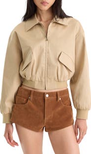 Good American The Twill Cropped Bomber Jacket