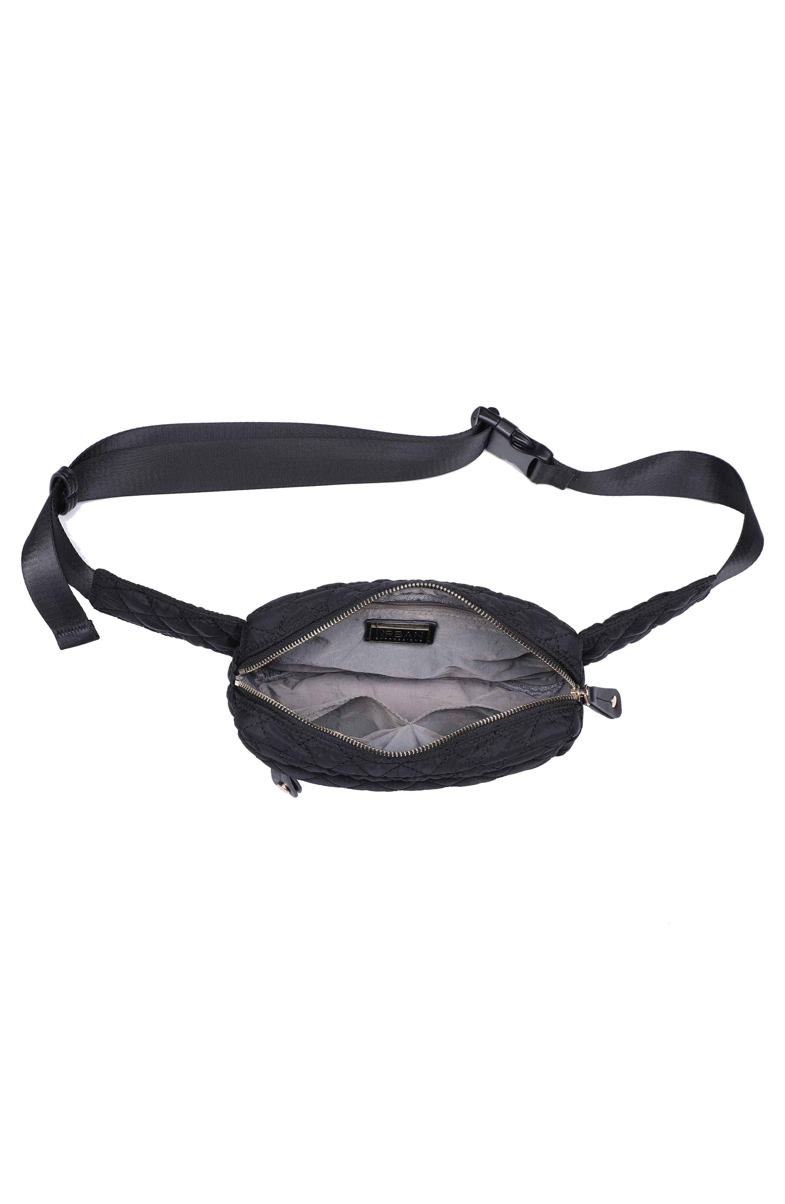Quilted Nylon Belt Bag, Alternate, color, BLACK