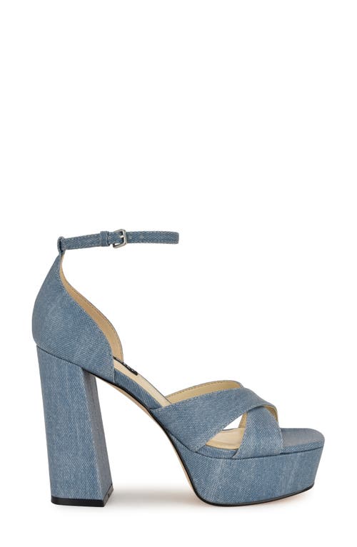 Nine West Vicky Ankle Strap Platform Sandal In Light Blue