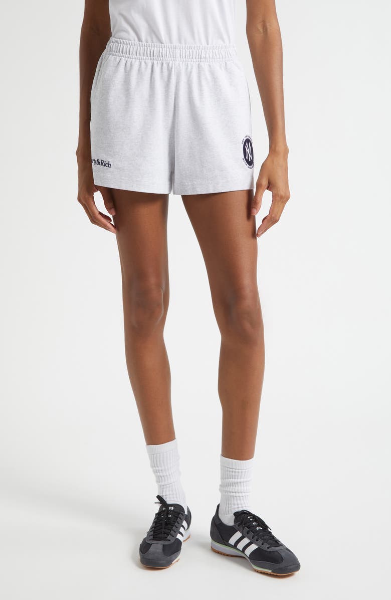 Sporty & Rich x '47 MLB New York Yankees World Series Disco Sweat Shorts, Main, color, Heather Gray