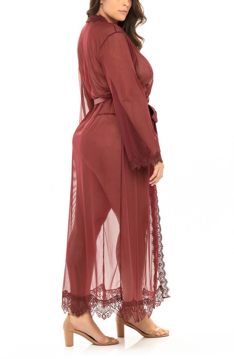 Oh La La Cheri Provence Long Robe & Thong Set, Alternate, color, Red