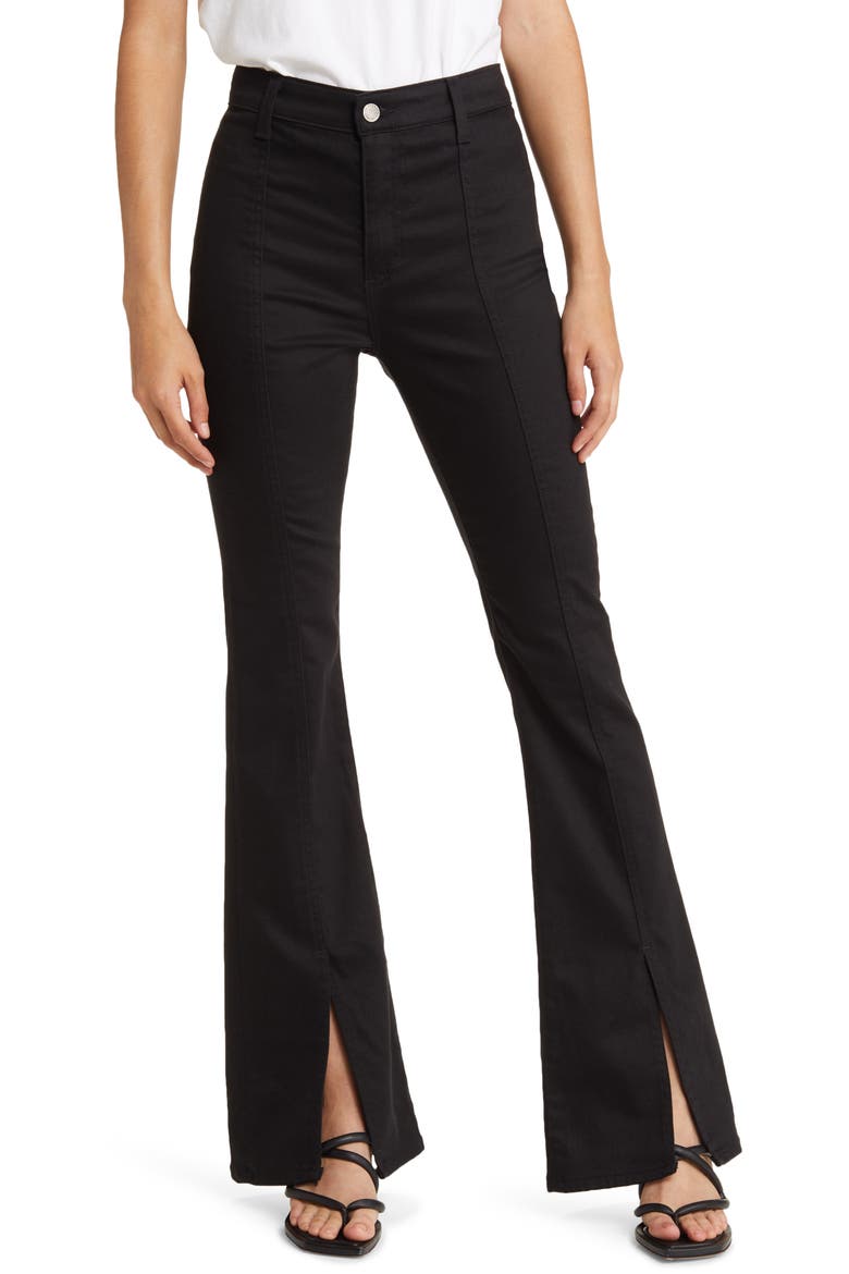 Anisten High Waist Slit Hem Seamed Stretch Flare Jeans, Main, color, MUREAU