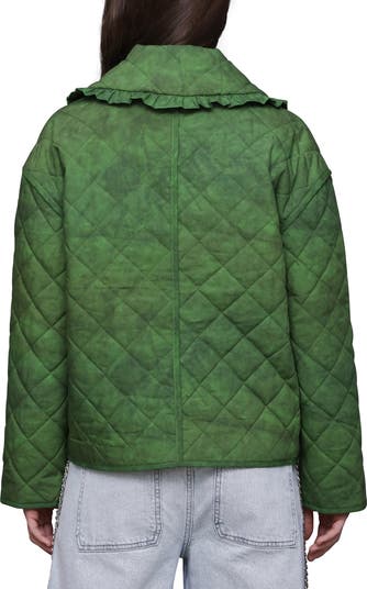 Ruffle Collar Quilted Jacket