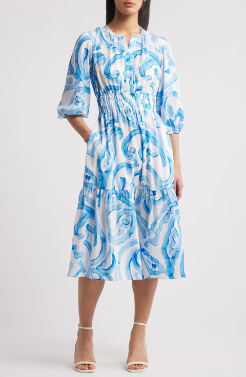 Abstract Print Midi Dress
