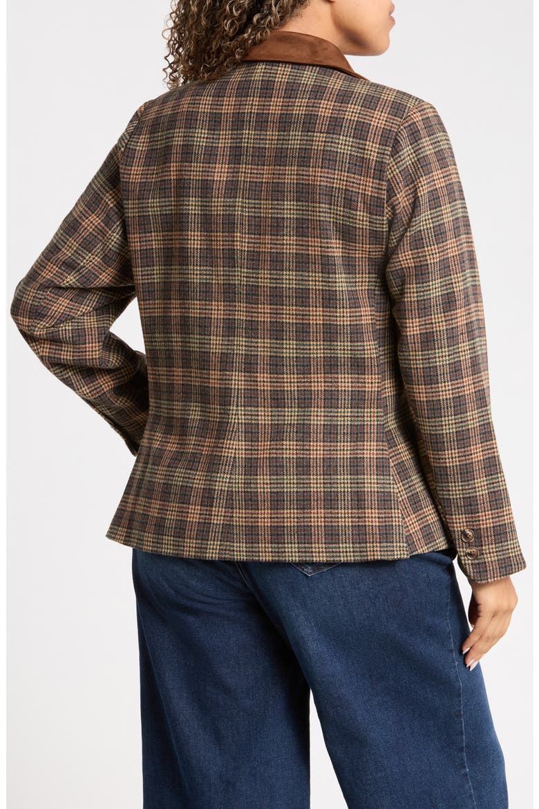 Plaid Three-Button Blazer, Alternate, color, BROWN MULTI