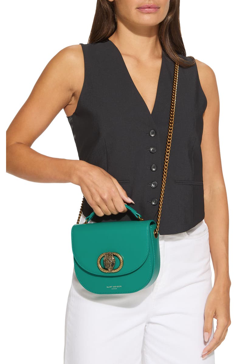 Kurt Geiger London Chelsea Leather Saddle Bag, Alternate, color, Open Green