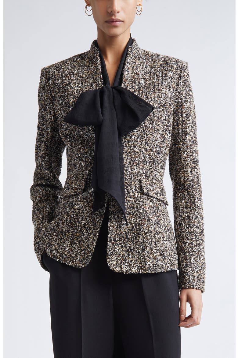 Bouclé Tweed Jacket, Main, color, BLACK ECRU MULTI