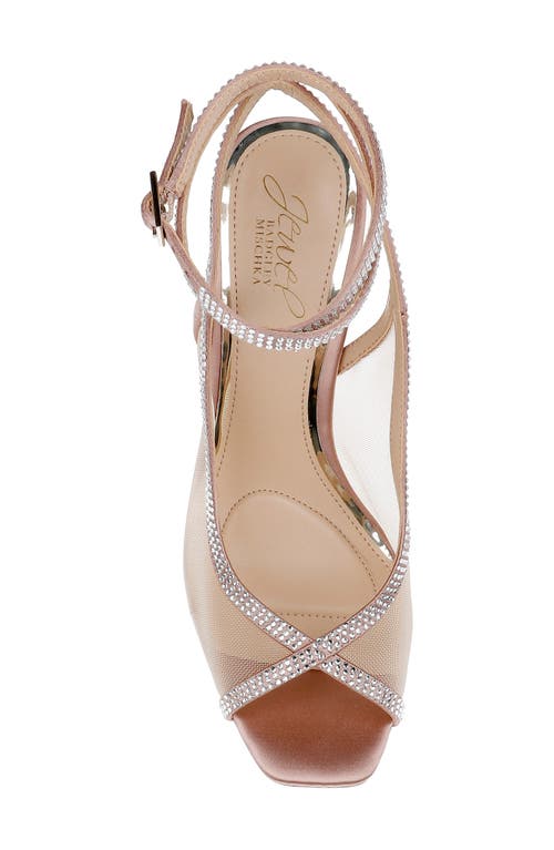 Jewel Badgley Mischka Tamera Ankle Strap Sandal In Blush Mesh