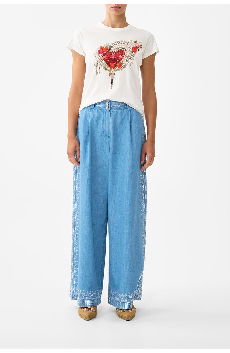 Camilla Slim Fit Round Neck T-Shirt - White, Main, color, Olé Olé