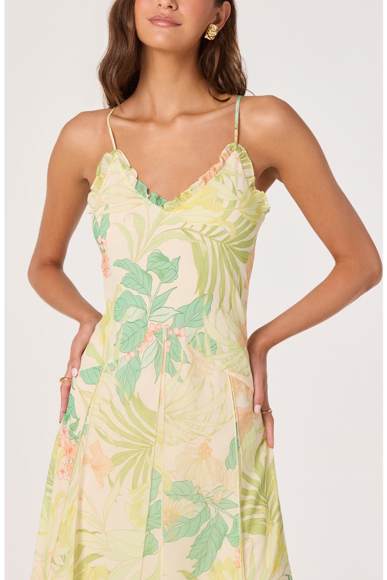Hana Floral Print A-Line Dress, Alternate, color, GREEN PEACH TROPICAL