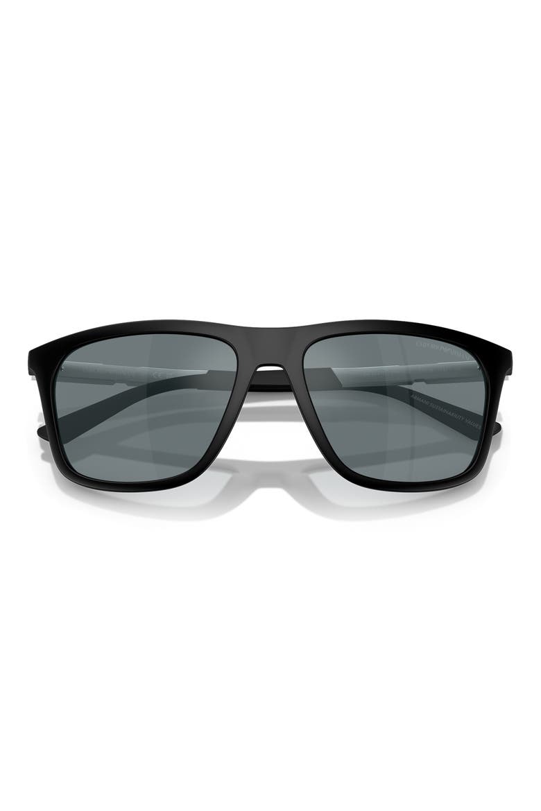 57mm Square Sunglasses, Alternate, color, BLACK / GREY MIRROR BLACK