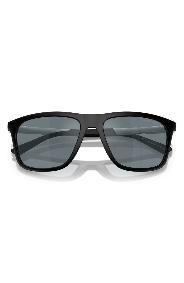 Emporio Armani 57mm Square Sunglasses, Alternate, color, Black / Grey Mirror Black