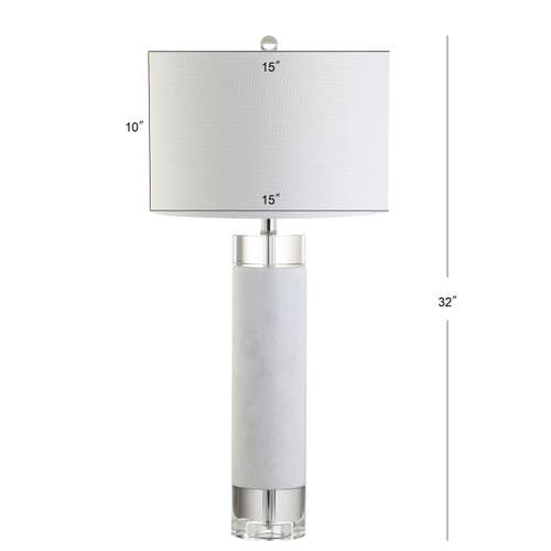 Jonathan Y Designs Hunter 32in Marble & Crystal Table Lamp In White/clear