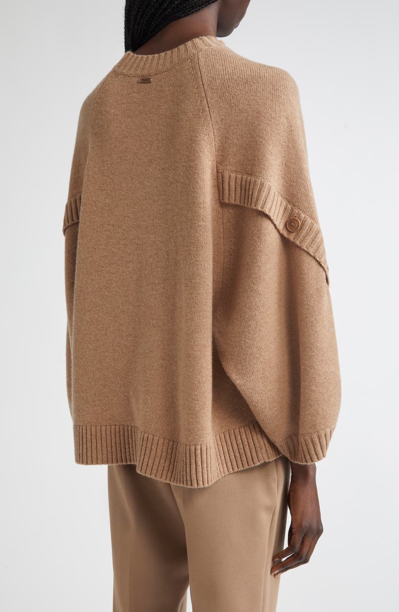 Max Mara Ampex Cape Sleeve Wool & Cashmere Sweater, Alternate, color, Hazelnut Brown
