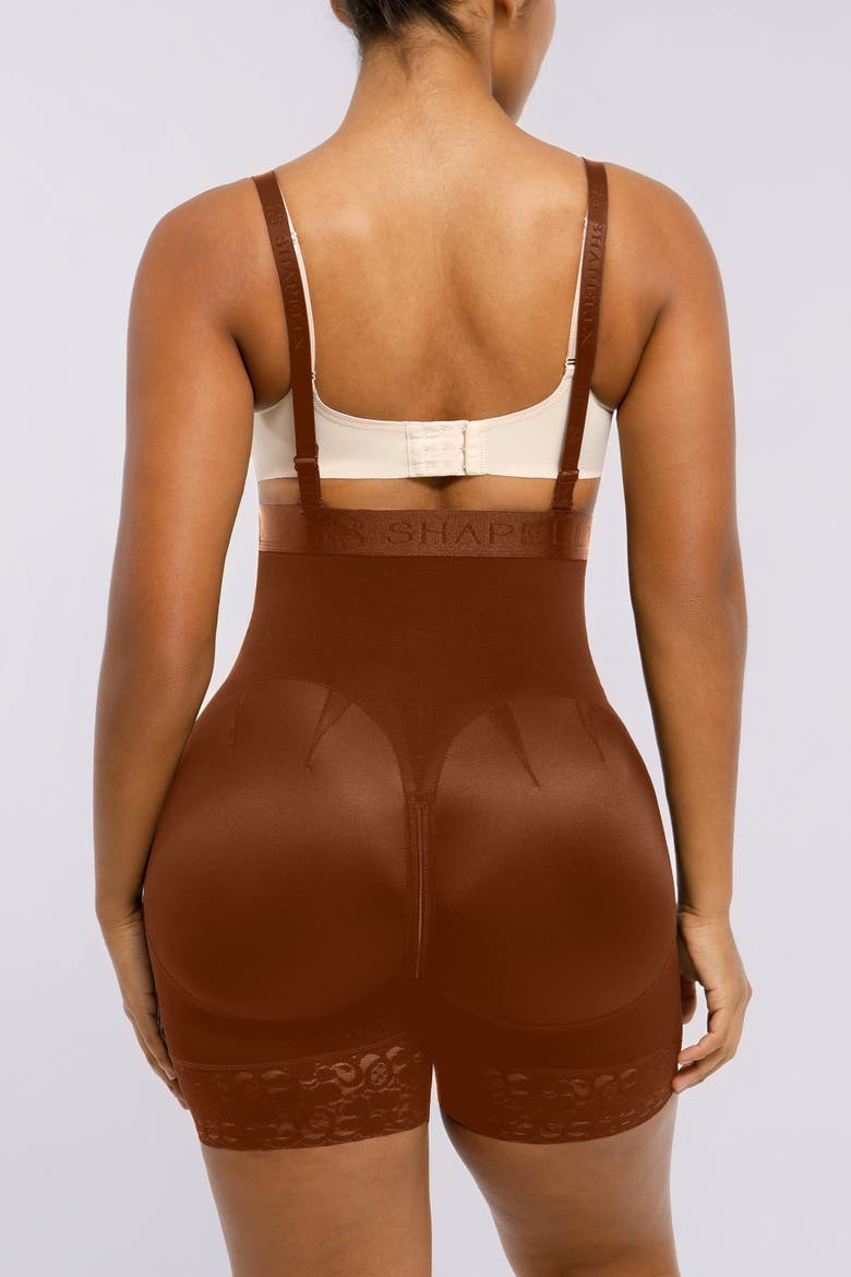 High Waist Tummy Control Shaping Short, Alternate, color, Brown