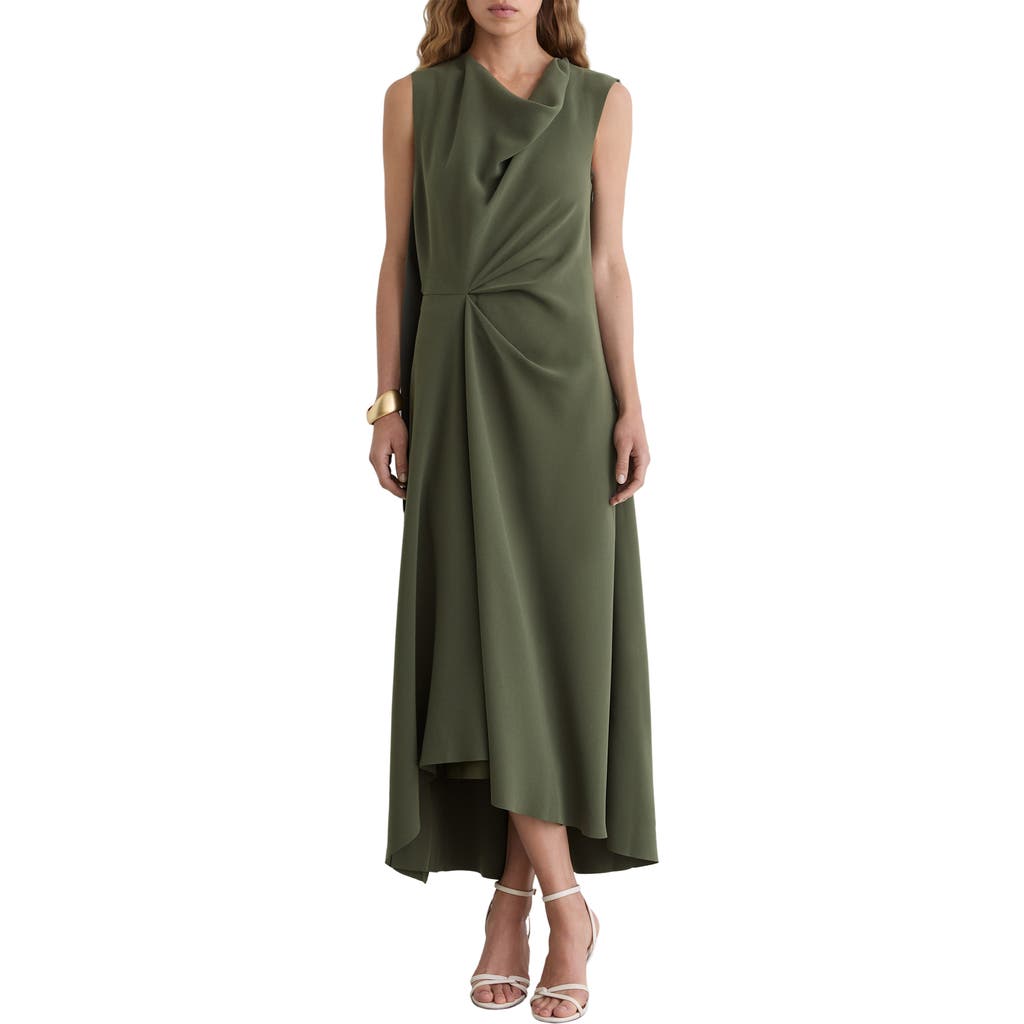 Reiss Dorota Drape Detail High-low Dress In Green
