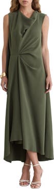 Reiss Dorota Drape Detail High-Low Dress